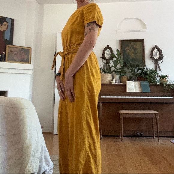 THE MAYBE COLLECTION Linen Mustard Jumpsuit - Picture 6 of 9